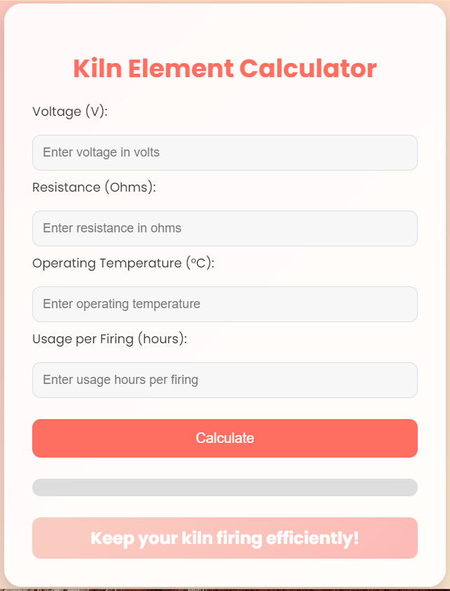 Kiln Element Life Span Caculator