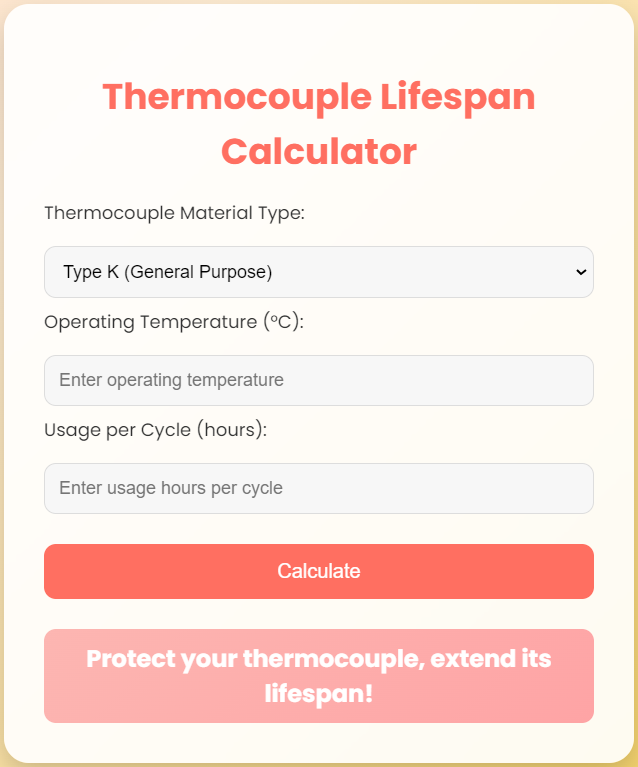 Thermocouple Life Span Calculator